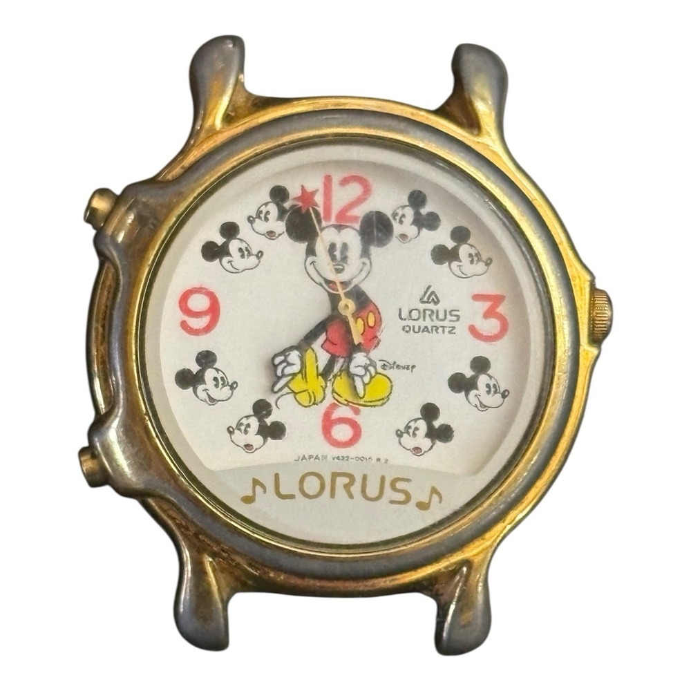 VTG Disney LORUS Mickey Mouse 2 Songs Musical Watch Small World WORKS No BAND